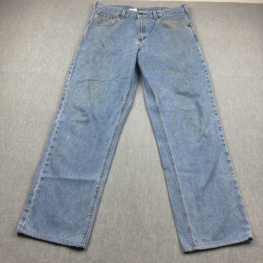 Vintage Carhartt Jeans Mens 35X34 Fit 35X32 Blue Denim Loose Fit Straight B167